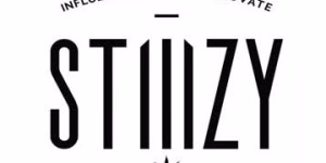 STIIIZY black and white logo with bold vertical lettering
