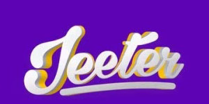 Stylized 3D 'Jeeter' logo with white and yellow lettering on a purple background